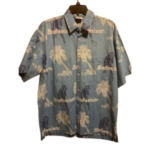 Rum Reggae Budweiser Blue Parrot Shirt Men's Large